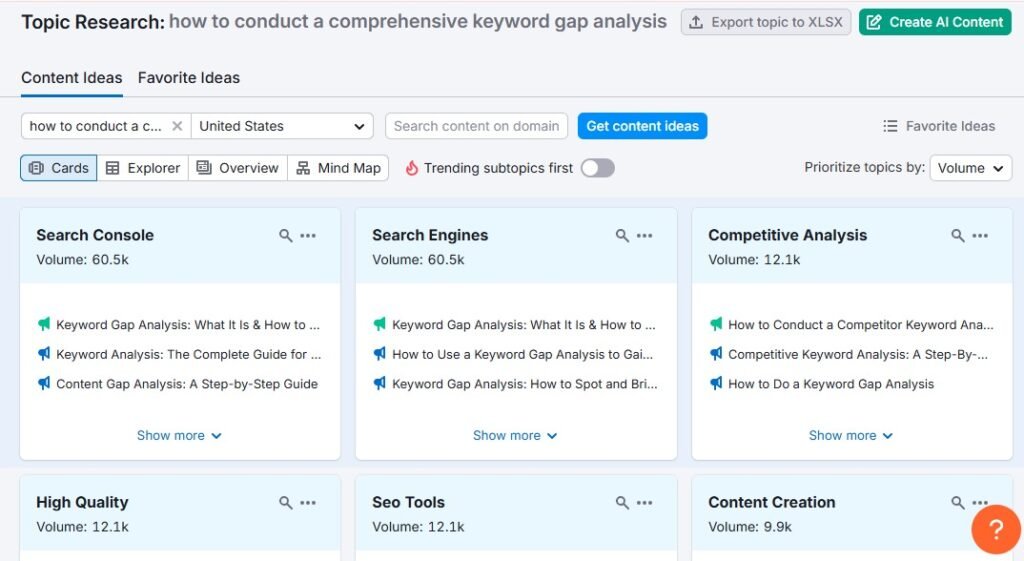 topic research tool semrush