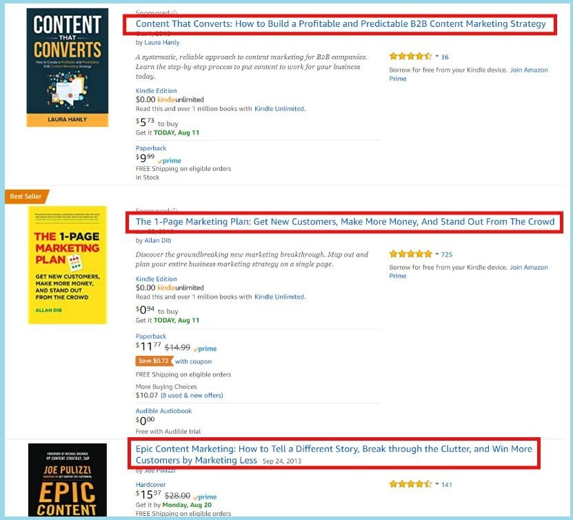 Content marketing books and topics