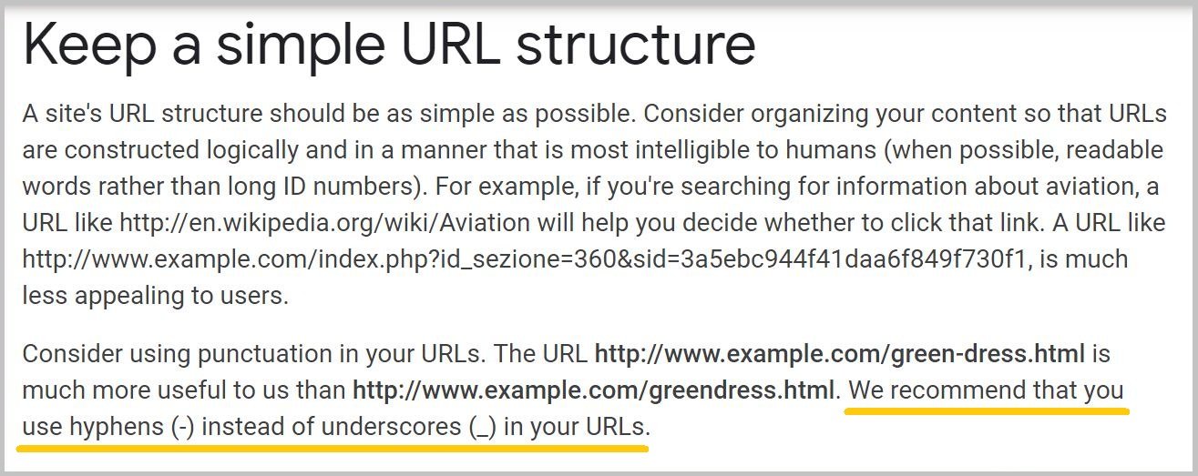 Keep a simple URL structure