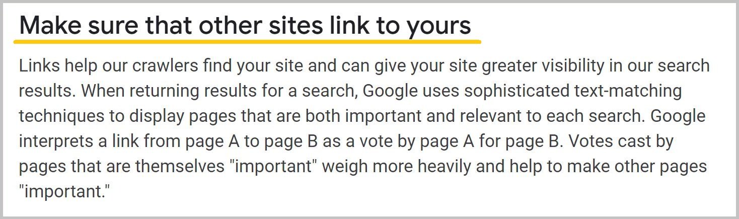 Make sure that other sites link to yours