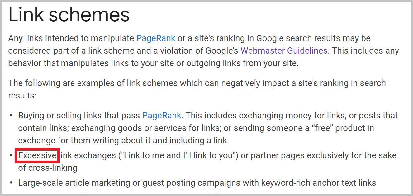 Excessive link exchanges Google hates