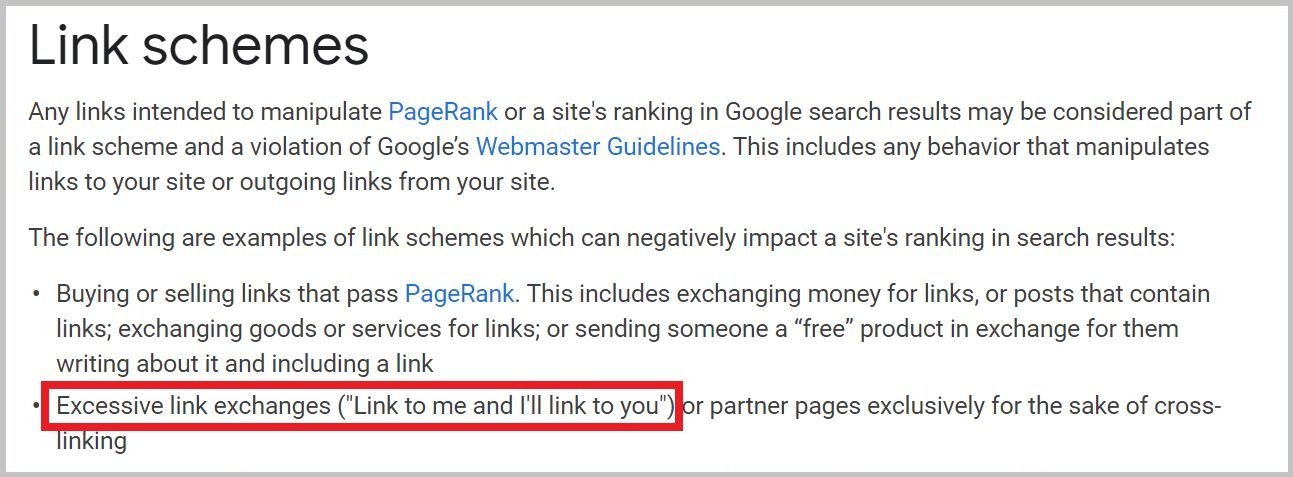 Excessive link exchanges