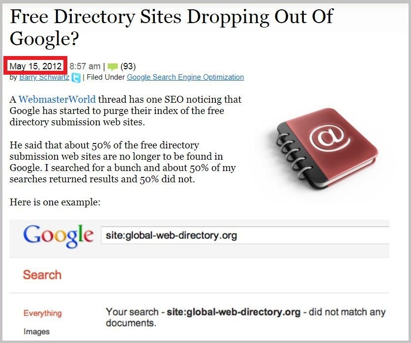 Free Directory Sites Dropping Out Of Google