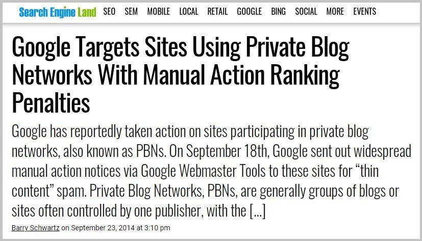 Google Targets Sites Using Private Blog Networks