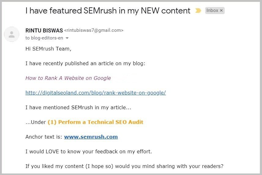 I have featured SEMrush in my NEW content