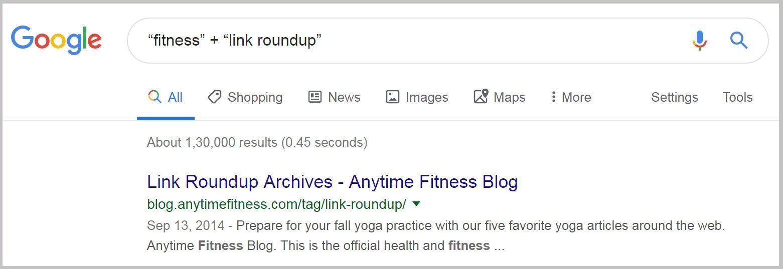 Link Roundup search in Google