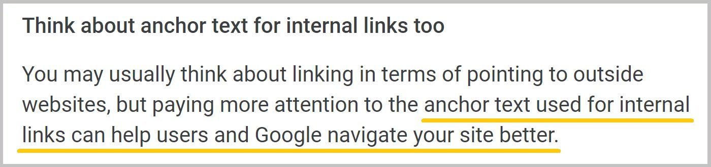 Think about anchor text for internal links too