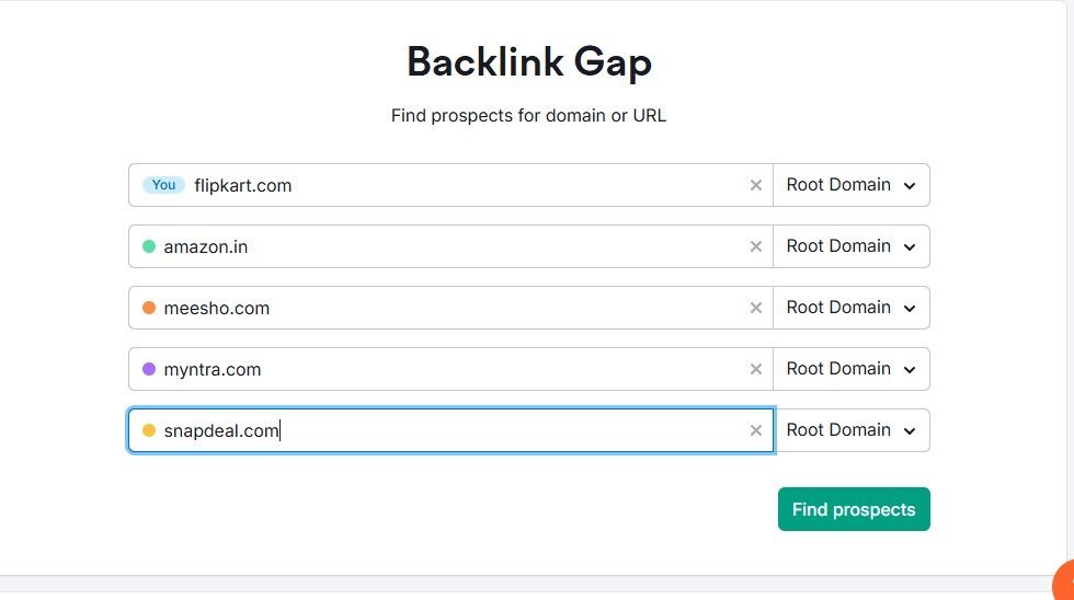 semrush gap analysis tool