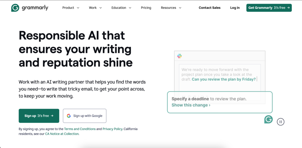grammarly ai writing and editing tool