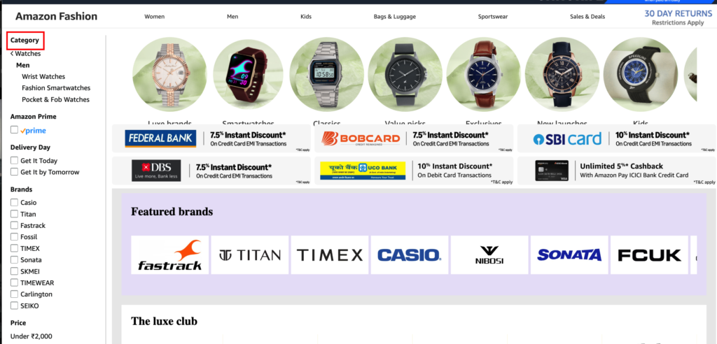 ecommerce category page